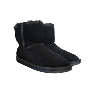 Minnetonka Black Genuine Sheepskin Booties